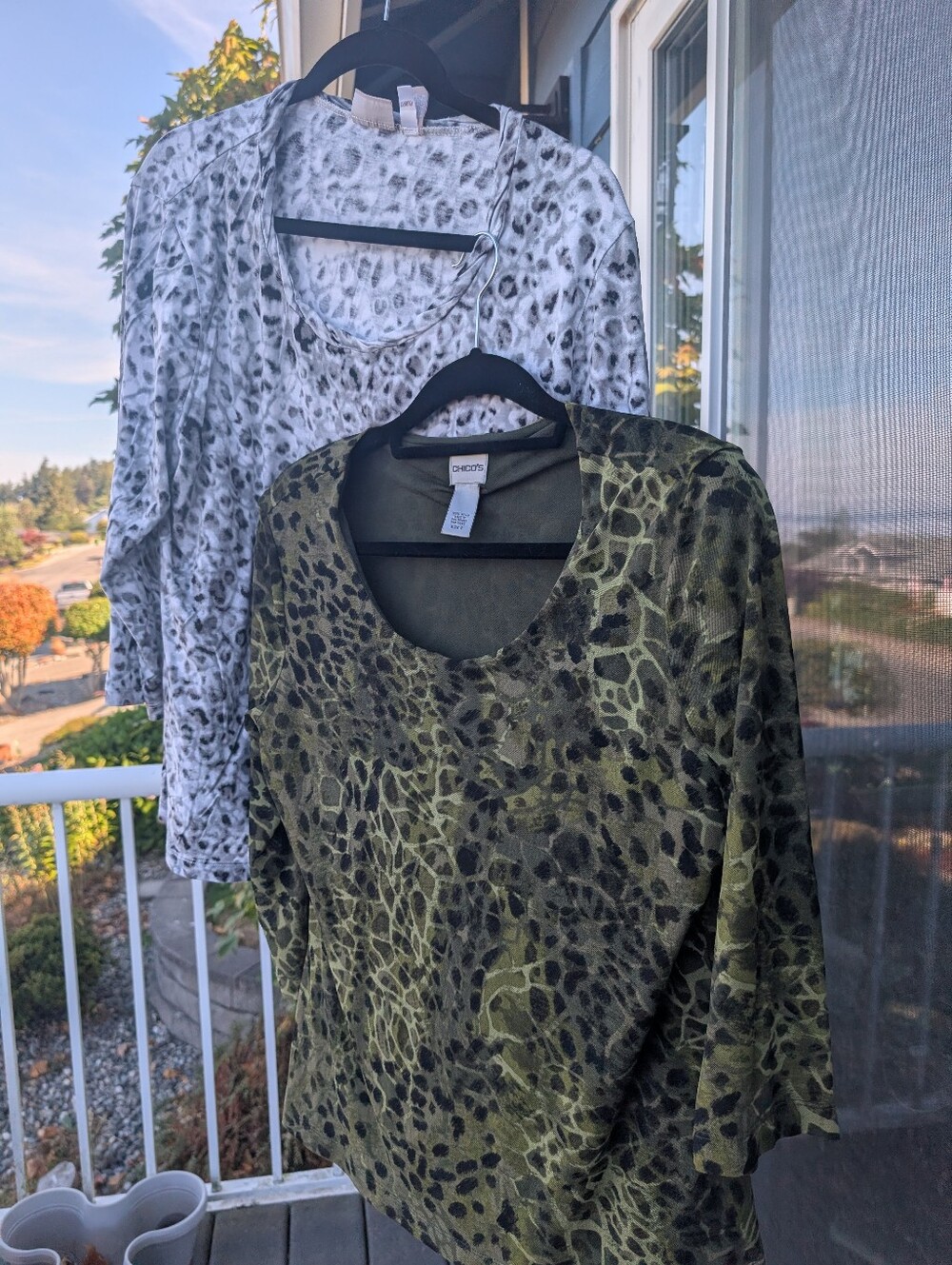 Two Chicos Tops. Animal Print Long Sleeve Scoop Neck Size 3.